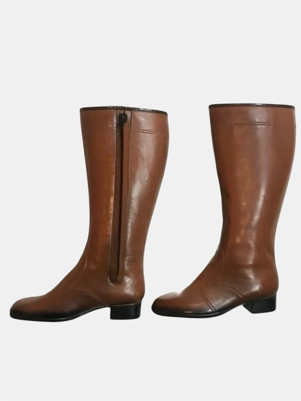 Vintage Sears Cognac Brown Waterproof Rain Boots 70s Style Size 7
